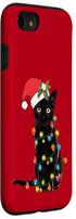 iPhone SE (2020) / 7 / 8 Santa Black Cat Tangled Up In Christmas Tree Lights Case...