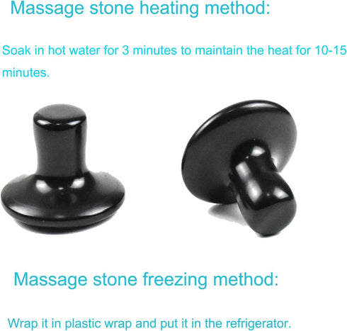 2 Pcs Mushroom Shaped Massage Stones Natural Bian Stone Hot Rock for Spa Massage (2-L, Black)...
