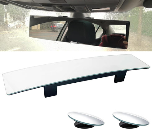 Rear View Mirror, Panoramic Rearview Mirror, Car Interior Clip-On Wide Angle Frameless Rear View Mirror to Reduce Blind Spot Effectively for Car S...