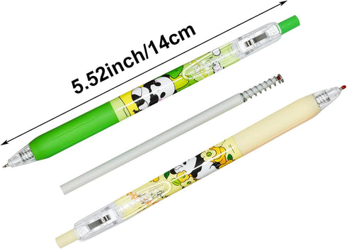 Maydahui 12PCS Kawaii Panda Pens Retractable Panda Gel Pen Cute Little Bear Flower Print Animal Pens Black Ink Comfortable Grip for School Home Of...
