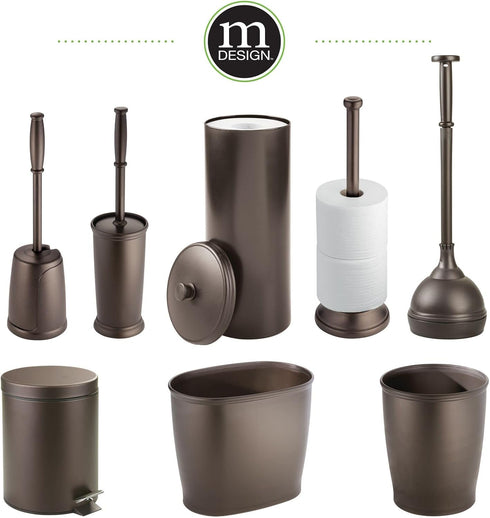 mDesign Toilet Bowl Brush and Holder - Covered Bathroom Toilet Brush - Standing Toilet Bowl Scrubber in Modern Holder - Compact, Space Saving, Dee...