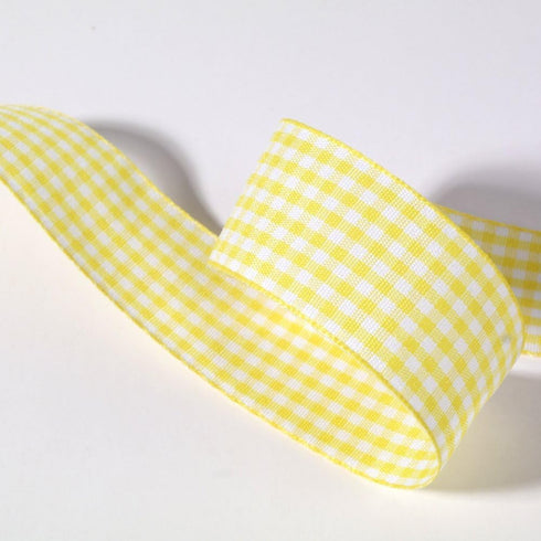 NOYI TRAXD Gingham Ribbon 25 Yard Each Roll 100% Polyester Woven Edge (1-Inch, Yellow)...