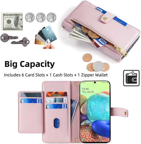 Asuwish Phone Case for Samsung Galaxy A71 5G Wallet Cover and Screen Protector Zipper Leather Flip Credit Card Holder Slot Kickstand Mobile Cell A...