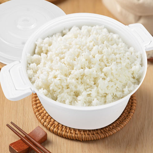 DOERDO Microwave Rice Cooker Round Microwave Food Container Vegetable Steamer Pot Microwave Cookware for Rice Chicken Pasta, 7.8x6.1 Inch...