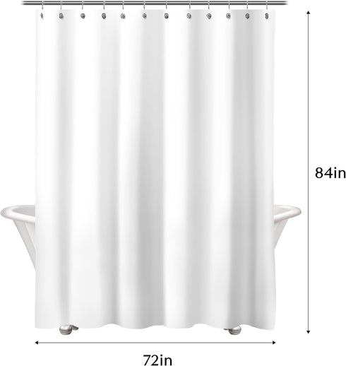 Sunlit Design Extra Long Simple Style Blue and Gray Flower Blossoms Fabric Shower Curtains for Bathroom Decor with White Background...