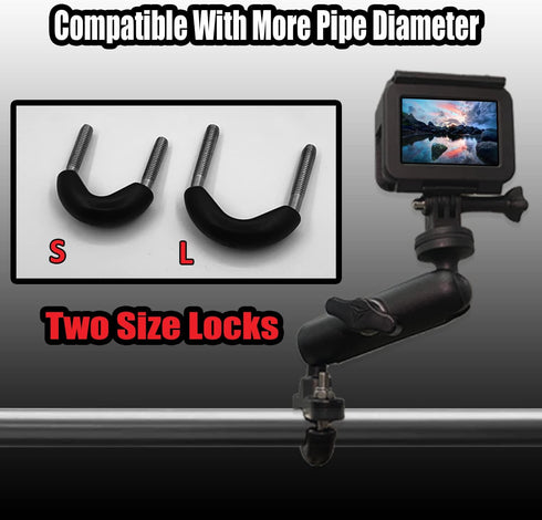 360°Motorcycle Camera Mount for GoPro Bike Holder Handlebar Mount Bracket 1/4 Metal Stand GoPro Hero10/9/8/7/6/5/4/3+ Action Cameras Accessory (Fi...
