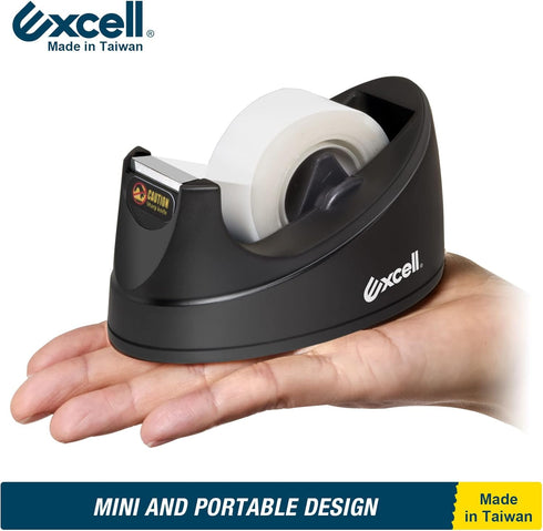 Excell Mini Desktop Tape Dispenser (1" core) with Adhesive Bottom, Easy for One Hand Use, Cute Tape Dispensers Use for Home, Office Gift Store and...