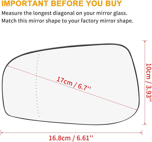 X AUTOHAUX Mirror Glass Heated with Backing Plate Driver Side Left Side Rear View Mirror Glass for VOLVO S60 S80 V70 2001-2006...