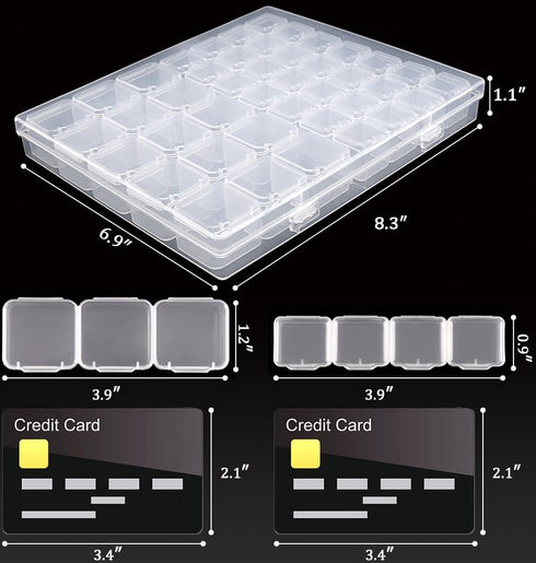 RJ-Sport Dual-Sized Diamond Art Storage Containers with 28 Small & 15 Mid-sized Grids to Keep Small Items Separated & Organized...