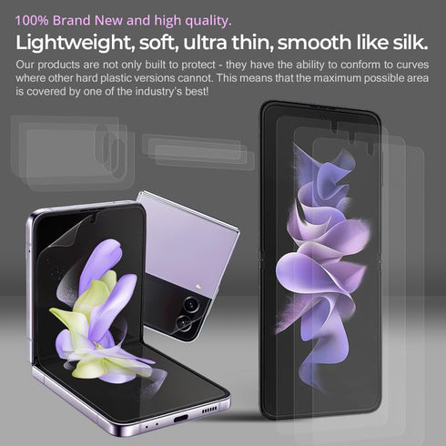 ( 3Set Galaxy Z Flip 4 Anti Glare Matte Screen Protector Film, 3pcs Inner +3pcs Outer + 3pcs Hinge Film, Perfect Touch, Bubble Free Easy Installat...
