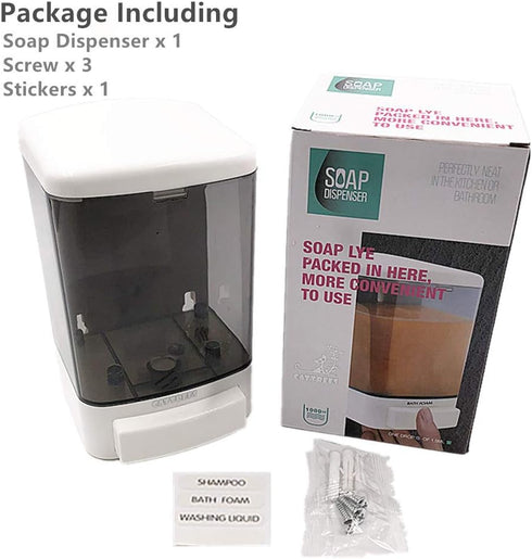 Manual Soap Dispenser Kitchen Bathroom 33.8oz/1000ml Wall Mounted Hand Commercial Soap Dispenser for Liquid Containers Shampoo Gel Chamber Plastic...