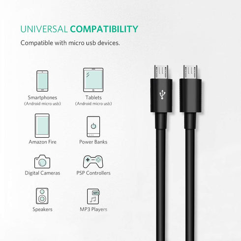 Duttek USB to Micro USB Splitter Cable, 3 in 1 USB 2.0 A Male to Three Micro USB Male 1 to 3 Sync Charging Cable Adapter Cord (25CM/10 Inch)...