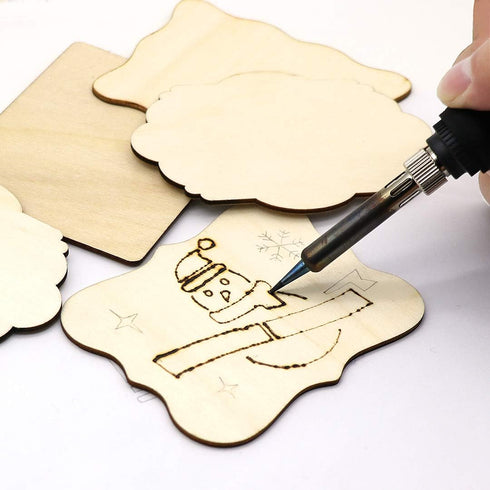 Unfinished Wood Ornaments, PETUOL DIY 32pcs 4x3in Creative Irregular Blank Wood Natural Slices for DIY Crafts, Painting, Wood Burning, Writing, Ph...