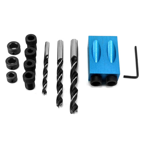 QWORK 15 Degree Pocket Hole Jig Kit, Woodworking Inclined Hole Jig, Carpentry Locator Wood Woodwork Guides Joint Angle Tool...
