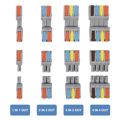 8 Pcs Pluggable Wire Connectors for AWG 24-12, Hand Protecting 4 Conductor Push-in Lever Wire Connectors, Reusable Electrical Connectors, Wire Spl...