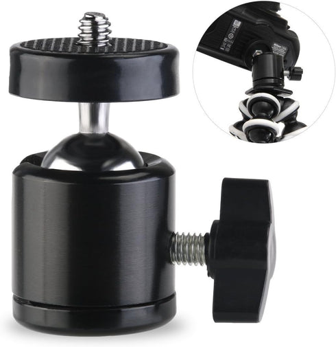 SLOW DOLPHIN Hot Shoe Mount Adapter 360 Degree Swivel Mini Ball Head 1/4 Tripod Screw Head for Cameras, Camcorders, Smart Phone, Gopro, LED Video ...