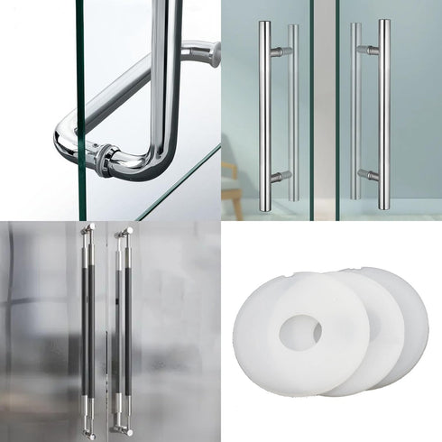 20PCS Glass Shower Door Handle Towel Bar Standoff Cover Assembly Replacement Transparent Plastic Screw Flat Washer Gasket for Glass Door Decorativ...