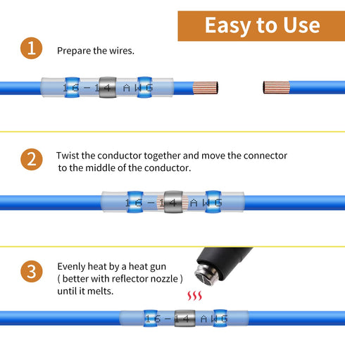 160 Pcs Solder Seal Wire Connectors Kit, Electrical Connectors Heat Shrink Wire Connectors Waterproof Electrical Cable Butt Terminals for Marine A...