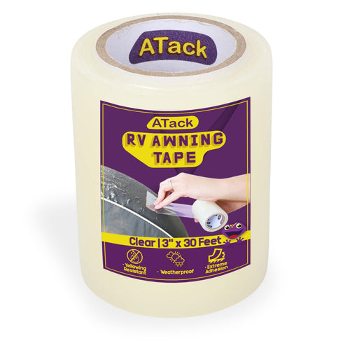 ATack RV Awning Repair Tape, 3" x 30 Foot, Waterproof Rip Stop Patch and Tent Repair Tape for Vinyl, RV punctures, Camper, Awning, Canopy, Tents, ...