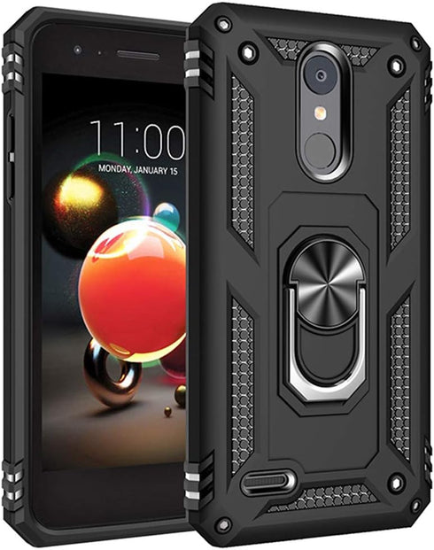 Military Grade Drop Impact for LG Aristo 3 Case,Aristo 2 Case Aristo 2 Plus/Rebel 4 LTE/Phoenix 4/Zone 4 Metal Rotating Ring Kickstand Holder Armo...