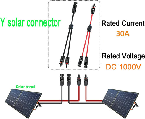 Solar Y Connector,Solar Y Branch Parallel Cable,Solar 1 to 3 Male Female Connector Adapter,10AWG 45A Waterproof IP68 40CM Cable,for Solar Panels,S...