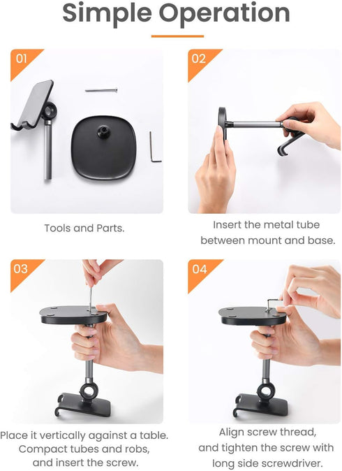 LISEN Desk Organizers and Accessories Workspace Cell Phone Stand White Height Angle Adjustable Stable Holder Sturdy Stand for 4-10in iPhone 13 Pro...