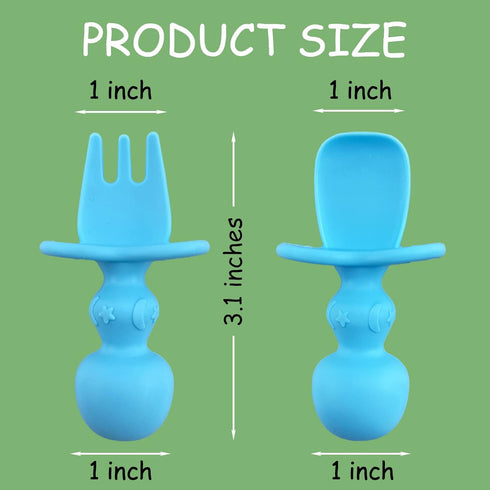 12 Pack Baby Utensils, Silicone Baby Spoons Self Feeding and Baby Forks, Toddler Utensils for Baby Led Weaning, Chewable Utensils First Stage...