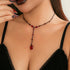 Gothic Necklace Teardrop Bead Goth Vintage Blood Drop Tassel Choker Necklace Y Necklace For Women Girls Halloween Fashion Party Jewelry Gift...