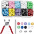 100 Sets 9.5mm Metal Snaps Buttons Tool Kit with Fastener Pliers Press Perfect for DIY Crafts Clothes Bibs Hats and Sewing,Snap Button Fasteners K...