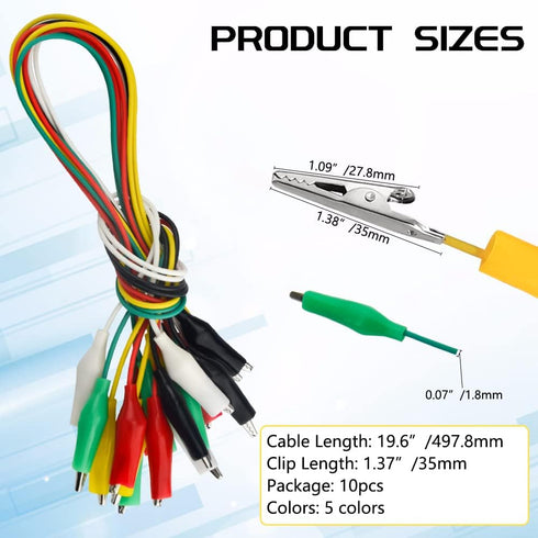 WMYCONGCONG 50 PCS Metal Alligator Clips Electric Test Clamps + 10 PCS Double Ended Alligator Clips Test Lead Jumper Wires with Alligator Clips 19...