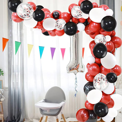 KBZVNAF Black Red Balloons Garland Arch Kit - 120Pcs White Red Black Confetti Latex Balloons for Wedding Baby Shower Birthday Graduation Party Dec...