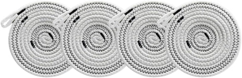 7 Inchs Trivets for Hot Dishes, 4 Pcs Woven Rope Trivets for Hot Pots and Pans, Heat Resistant Cotton Placemats with Hanging Ring for Home, Kitche...