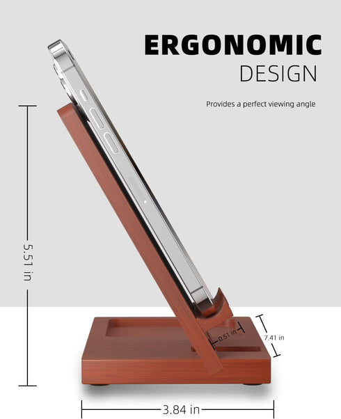 Cell Phone Stand with Tray, Wood Phone Docking Station for Men, Phone Holder for Desk, Men's Docking Station and Organizer, Wooden Desk Organizer...