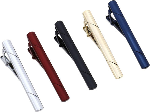 Create idea Tie Clips,5pcs Gold Black Silver Blue Red Tie Bar Clips For Anniversary Graduation...