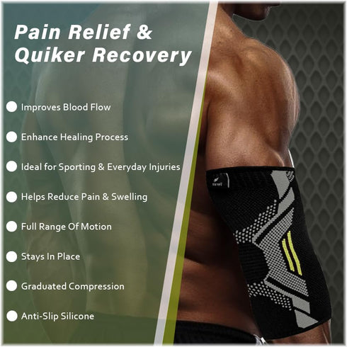 Elbow Brace for men | Pack of 2 Compression Arm sleeve Elbow support for Men & Women- Tennis Elbow Brace | Pain Relief, and Elbow Sleeve weightlif...