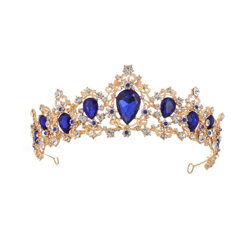 Baroque Royal Queen Crowns and Tiaras for Women,Crystal Rhinestone Costume Party Festival Wedding Tiaras Headbands (Blue)...
