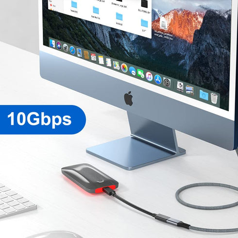 chenyang USB C Extension Cable USB 3.1 Gen 2 Type C Male to Female Fast Charging Data Transfer 90 Degree Angled Extension Nylon Braided Cable 0.2M...