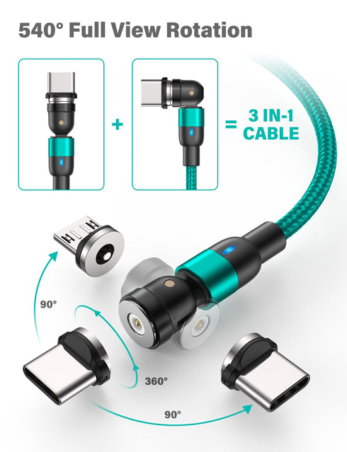 Magnetic Charging Cable (4Pack, 3.3ft/3.3ft/6.6ft/6.6ft)/360°&180° Rotating Magnetic USB C Charging Cable with LED/Magnetic Charger Cable/Magnetic...