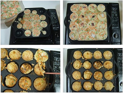 16-Holes Takoyaki Maker Pan Plate for Stovetop, Nonstick Coating Aluminum, 7.7 x 7.7 inches...