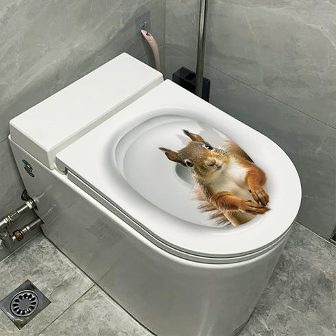 1Pcs 3D Cartoon Squirrel Toilet Sticker Creative Squirrel Toilet Lid Decal Funny Toilet Seat Lid Sticker Novelty Toilet Seat Decals Waterproof Sel...