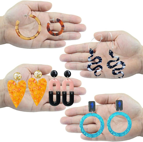 FUNSHOWCASE Snake Earring Epoxy Resin Silicone Molds Heart Oval Ring C Shaped, Stud Dangle Jewelry Casting Supplies 5-Bundle 0.5-2inch...