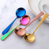 MINGYU 4-Piece Heavy Round Soup Spoons Set - Muticolor Premium Stainless Steel Dinner Serving Spoons Titanium Spoon Silverware Bouillon Spoons Tab...