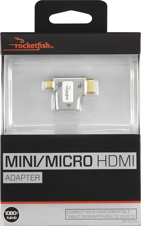 Rocketfish HDMI-to-Micro-/Mini-HDMI Adapter (RF-G1175) Silver/Gold - New...