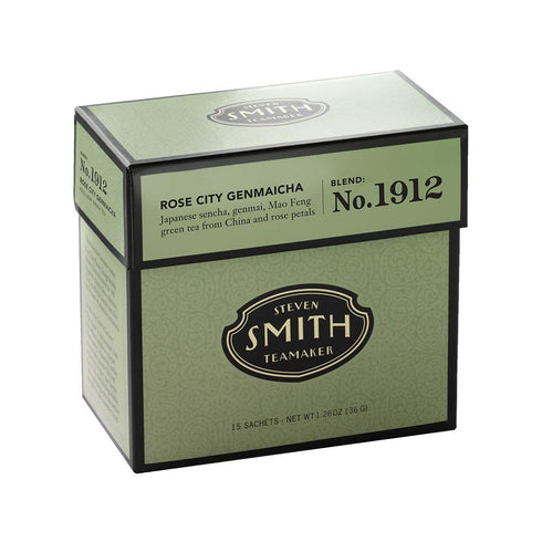 Smith Teamaker | Rose City Genmaicha No. 1912 - Sencha, Genmai, Mao Feng Green Tea & Rose Petals | Caffeinated Roasted Rice Full Leaf Green Tea Bl...
