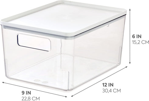 Rosanna Pansino x iDesign Recycled Plastic Kitchen Storage Bin with Lid, Clear Bin/Marshmallow Lid, 9" x 12" x 6"...