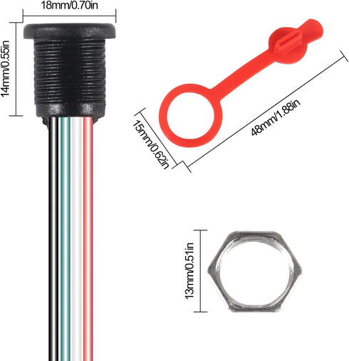15PCS USB-C Charging Connector Type-C Female Chassis 4 Pin Socket Connector Waterproof USB C Pigtail Cable Extension Power Cable 3A USB-C Charger ...