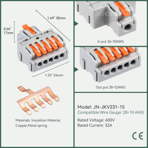 10pcs Electrical Wire Connectors, DIY Butt Terminal Connectors for 4 Circuit Inline Splices (1 in 4 Out)...