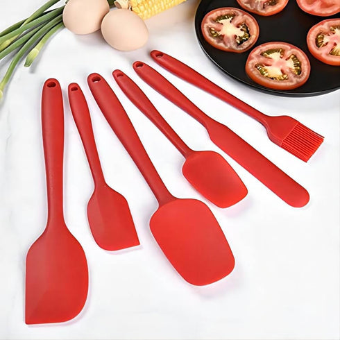 Silicone Spatula Set 6 Piece Kitchen Utensils for Cooking Baking and Mixing Heat Resistant Non Stick Rubber Spatula with 480 Degrees Fahrenheit He...
