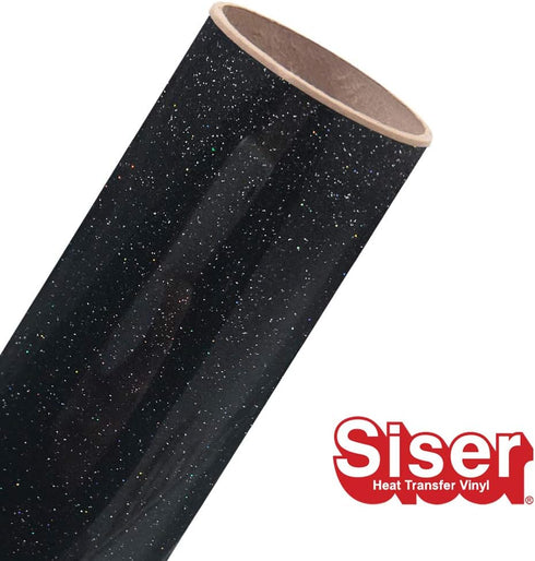 Siser Glitter HTV 11.8"x5ft Roll - Iron on Heat Transfer Vinyl (Galaxy Black)...