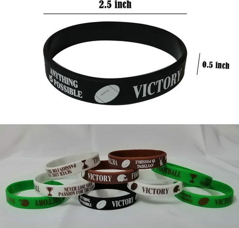 36 PCS Football Motivational Rubber Bracelets - Super Bowl Sports/Football Birthday Party Favors Supplies Decorations Gifts Prize Silicone Wristba...